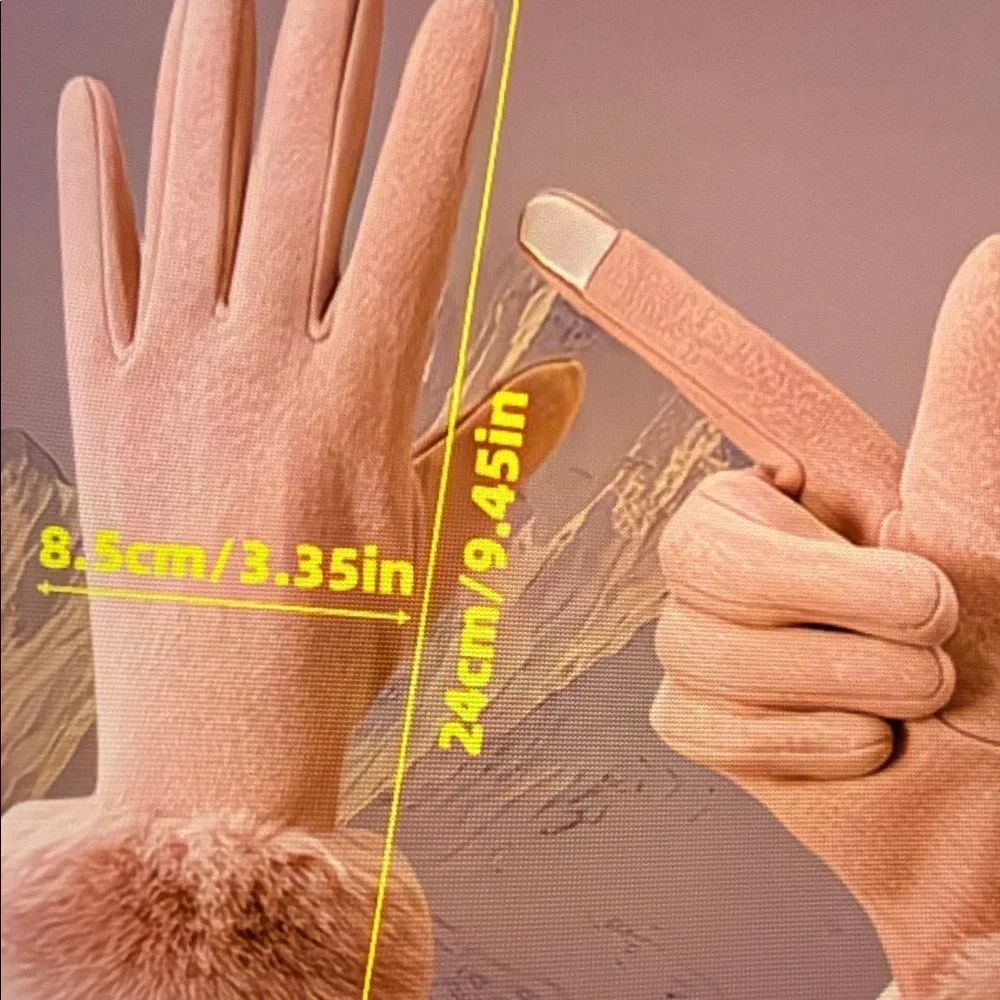 Elegant Black Fur-Trimmed Gloves Touchscreen
